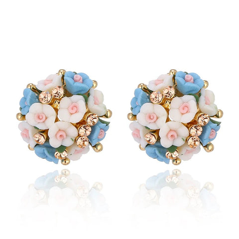 Crystal Earrings With Small Bouquet - Shaped Flowers - EveryWares