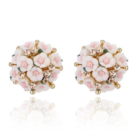 Crystal Earrings With Small Bouquet - Shaped Flowers - EveryWares