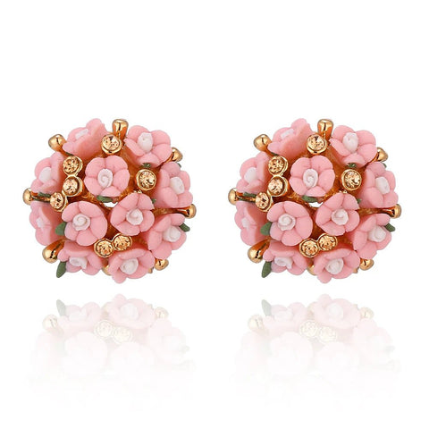 Crystal Earrings With Small Bouquet - Shaped Flowers - EveryWares