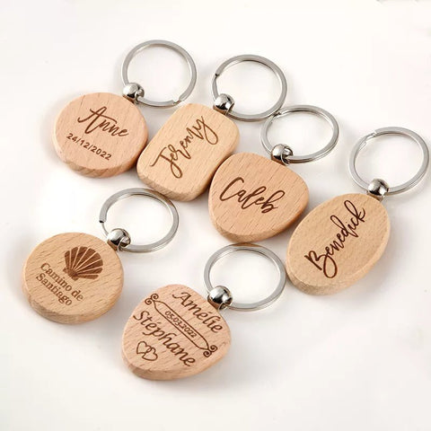 Custom Engraved names Wood Key Chain - EveryWares