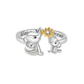 Cute Elephant Mother and Son Love Heart Zirconia Adjustable Ring - EveryWares