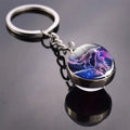 Double Side Glass Ball Pendant Keychain 12 Zodiac Signs - EveryWares