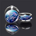 Double Side Glass Ball Pendant Keychain 12 Zodiac Signs - EveryWares