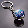 Double Side Glass Ball Pendant Keychain 12 Zodiac Signs - EveryWares