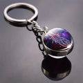 Double Side Glass Ball Pendant Keychain 12 Zodiac Signs - EveryWares