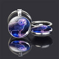 Double Side Glass Ball Pendant Keychain 12 Zodiac Signs - EveryWares