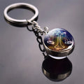 Double Side Glass Ball Pendant Keychain 12 Zodiac Signs - EveryWares