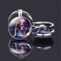 Double Side Glass Ball Pendant Keychain 12 Zodiac Signs - EveryWares