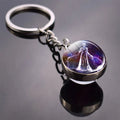 Double Side Glass Ball Pendant Keychain 12 Zodiac Signs - EveryWares