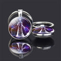 Double Side Glass Ball Pendant Keychain 12 Zodiac Signs - EveryWares