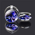 Double Side Glass Ball Pendant Keychain 12 Zodiac Signs - EveryWares