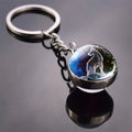 Double Side Glass Ball Pendant Keychain 12 Zodiac Signs - EveryWares