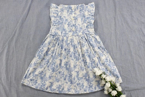 Dress in Cotton in Shades of Blue Floral Sleeveless - EveryWares