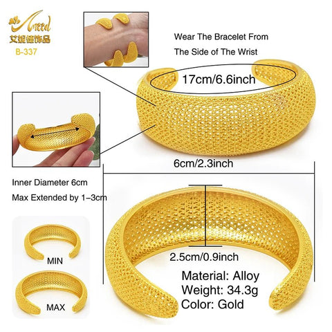 Dubai 24k Golden Cuff Bangles African Luxury - EveryWares