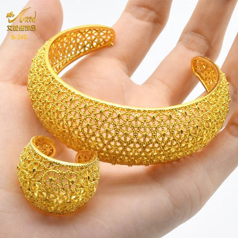 Dubai 24k Golden Cuff Bangles African Luxury - EveryWares