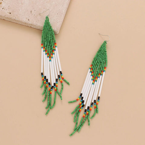 Earring Ethnic Handmade Seed Beads Long Earrings - EveryWares