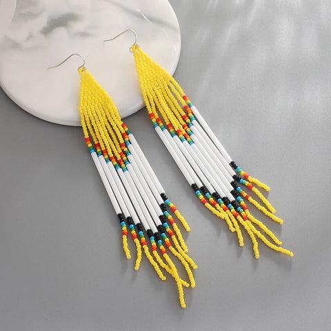 Earring Ethnic Handmade Seed Beads Long Earrings - EveryWares