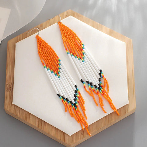 Earring Ethnic Handmade Seed Beads Long Earrings - EveryWares