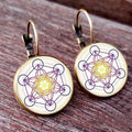 Earring Flower of Life Chakra Spiritual Pendant Magic Hexagram - EveryWares