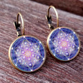 Earring Flower of Life Chakra Spiritual Pendant Magic Hexagram - EveryWares