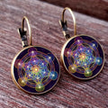 Earring Flower of Life Chakra Spiritual Pendant Magic Hexagram - EveryWares