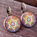 Earring Flower of Life Chakra Spiritual Pendant Magic Hexagram - EveryWares