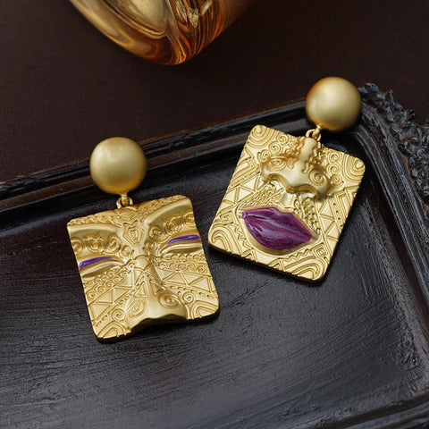 Earring Statue Personality Design High Quality Brass Asymmetrical Earrings - EveryWares