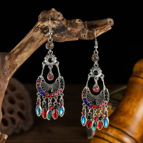 Earrings Bohemian Rhinestone with Crystal Pendants - EveryWares