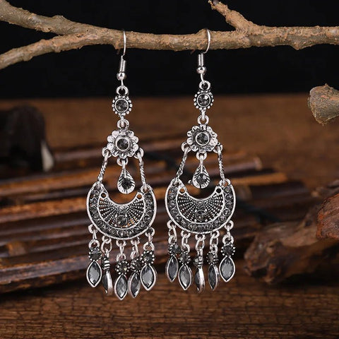 Earrings Bohemian Rhinestone with Crystal Pendants - EveryWares