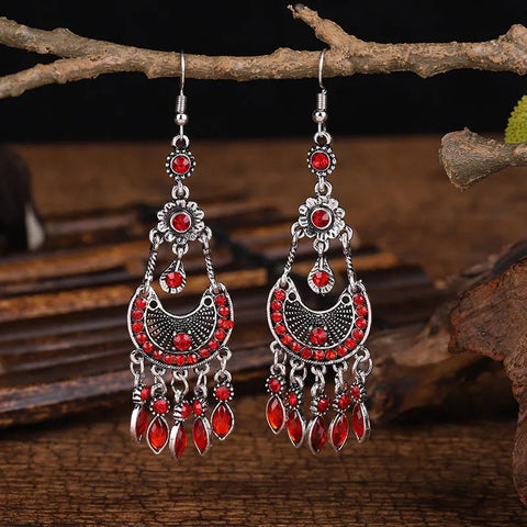 Earrings Bohemian Rhinestone with Crystal Pendants - EveryWares