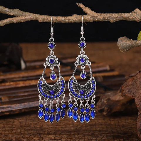 Earrings Bohemian Rhinestone with Crystal Pendants - EveryWares