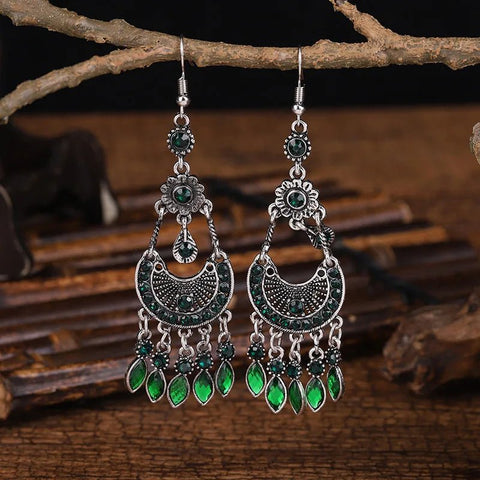 Earrings Bohemian Rhinestone with Crystal Pendants - EveryWares