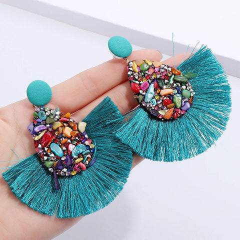 Earrings Colorful Charm Crystal Glitter Sequins Dangle - EveryWares