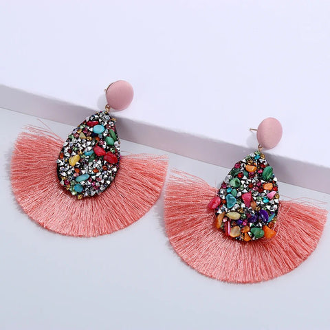 Earrings Colorful Charm Crystal Glitter Sequins Dangle - EveryWares