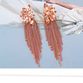 Earrings High - Quality Crystal Long Metal Drop Rhinestone Jewelry - EveryWares