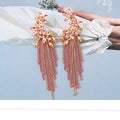 Earrings High - Quality Crystal Long Metal Drop Rhinestone Jewelry - EveryWares