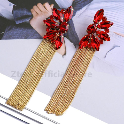 Earrings Long Gold Color Metal Tassel - EveryWares