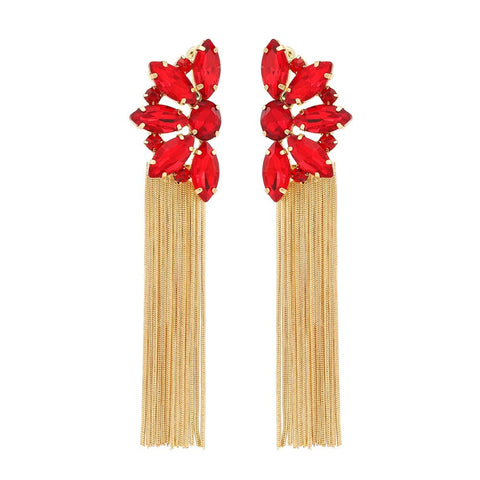 Earrings Long Gold Color Metal Tassel - EveryWares