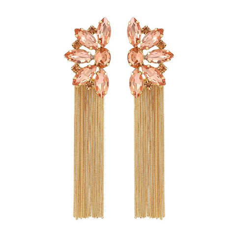 Earrings Long Gold Color Metal Tassel - EveryWares