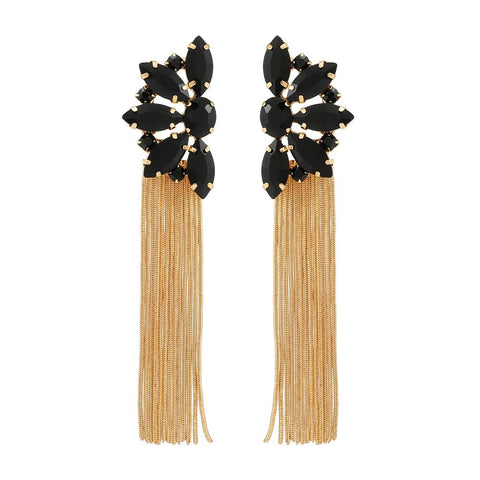 Earrings Long Gold Color Metal Tassel - EveryWares