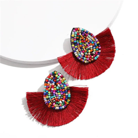 Earrings with Colorful Beads and Fringe - EveryWares