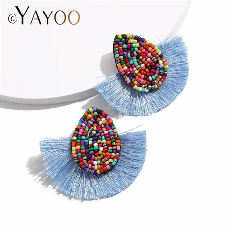 Earrings with Colorful Beads and Fringe - EveryWares