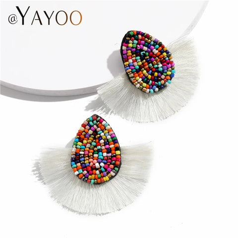 Earrings with Colorful Beads and Fringe - EveryWares