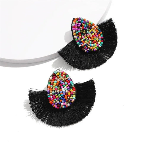 Earrings with Colorful Beads and Fringe - EveryWares