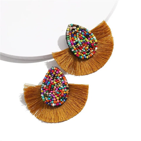 Earrings with Colorful Beads and Fringe - EveryWares