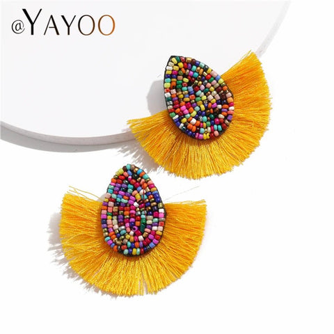 Earrings with Colorful Beads and Fringe - EveryWares