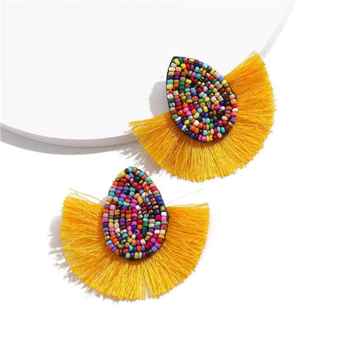 Earrings with Colorful Beads and Fringe - EveryWares