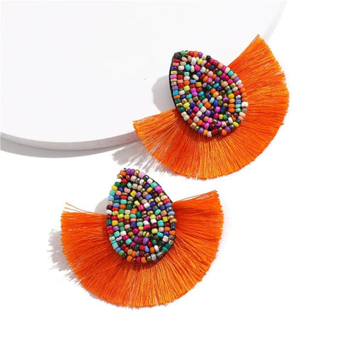 Earrings with Colorful Beads and Fringe - EveryWares