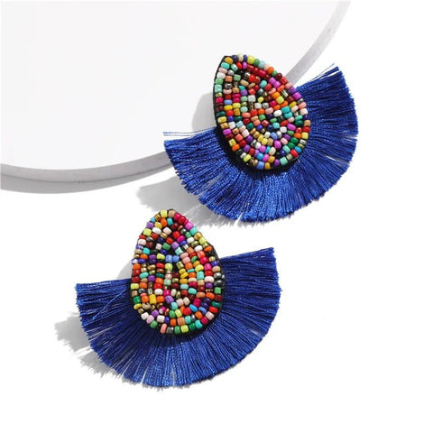 Earrings with Colorful Beads and Fringe - EveryWares