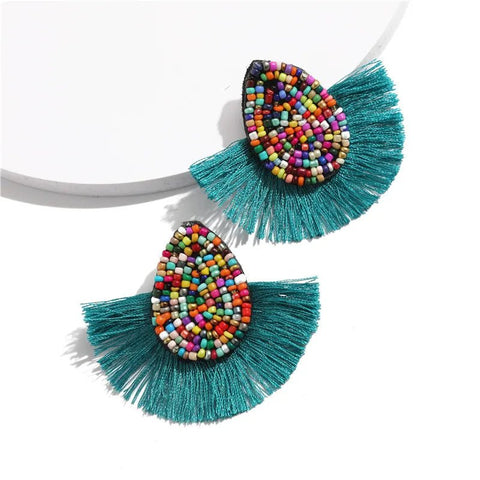 Earrings with Colorful Beads and Fringe - EveryWares